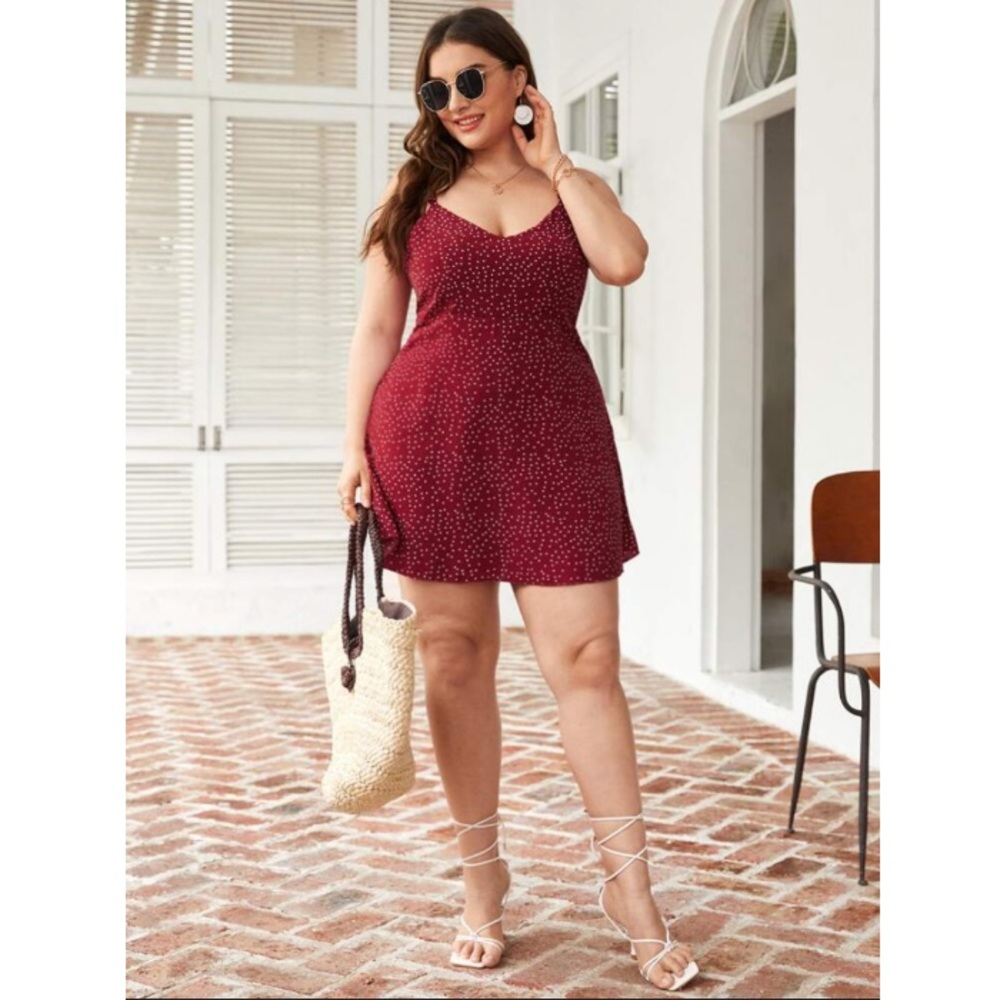 COPY - Plus size red polka dot dress